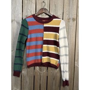 American Eagle Colorblock Striped‎ Sweater XS Cropped Knit Indie Y2K Artsy